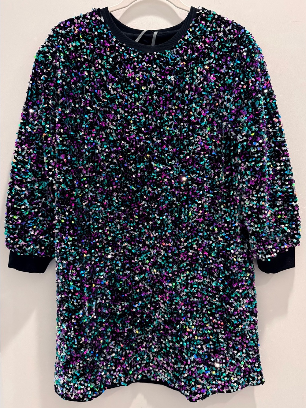 Anthropologie Black Sequin Shift Dress